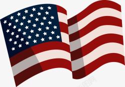 手绘飘扬的美国国旗矢量图素材