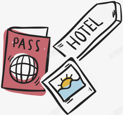 护照酒店门牌旅游出行元素图标矢矢量图图标