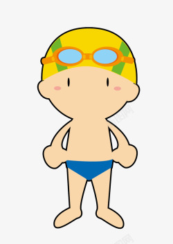 泳帽泳镜游泳的小男孩元素高清图片