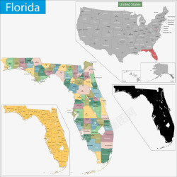佛罗里达州美国佛罗里达州地图高清图片