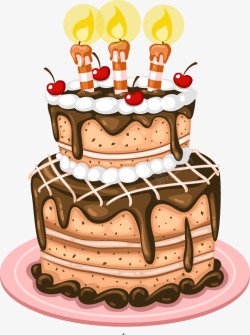 卡通三层生日蛋糕设计手绘卡通生日蛋糕高清图片