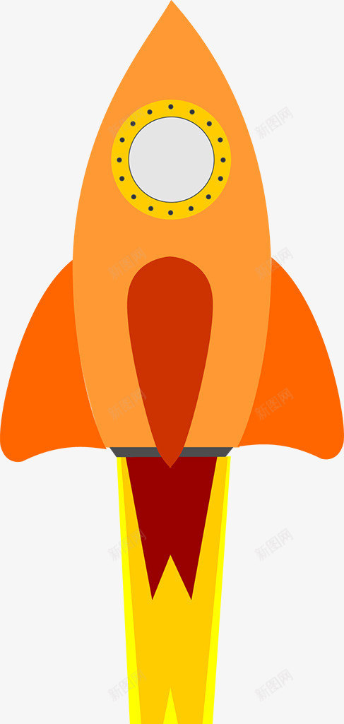 橙色太空船火箭png免抠素材_新图网 https://ixintu.com 冒险 太空船 航天