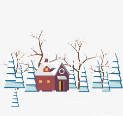 矢量冬季大雪中的小屋大雪中的小屋矢量图高清图片