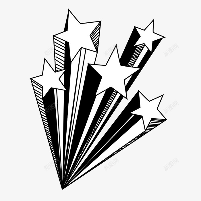 五角星装饰图标png_新图网 https://ixintu.com 五角星 卡通 手绘 放射 白色 立体 装饰 黑色