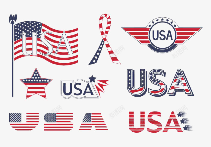 美国国旗元素图标png_新图网 https://ixintu.com 国旗 图标元素 红白色和蓝色