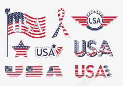 红白色和蓝色美国国旗元素图标高清图片