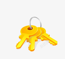 金色门锁一串金色钥匙高清图片