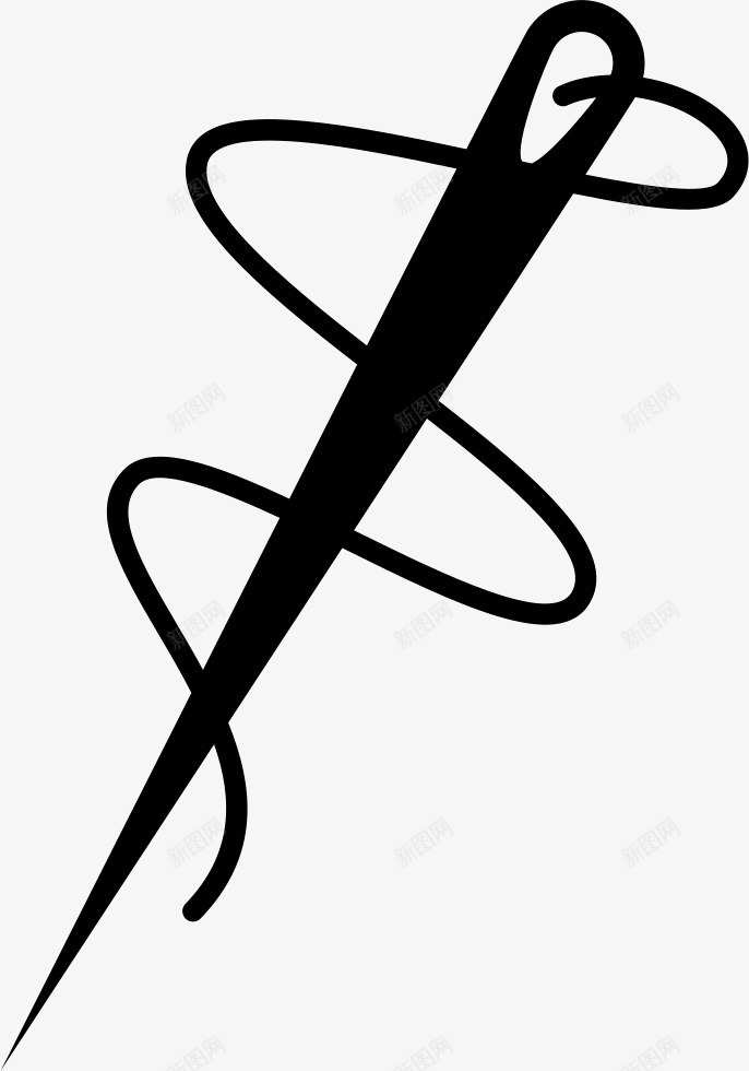 手绘穿线的针图标png_新图网 https://ixintu.com 免抠图 抠图 插画 穿线的针 装饰画 针线