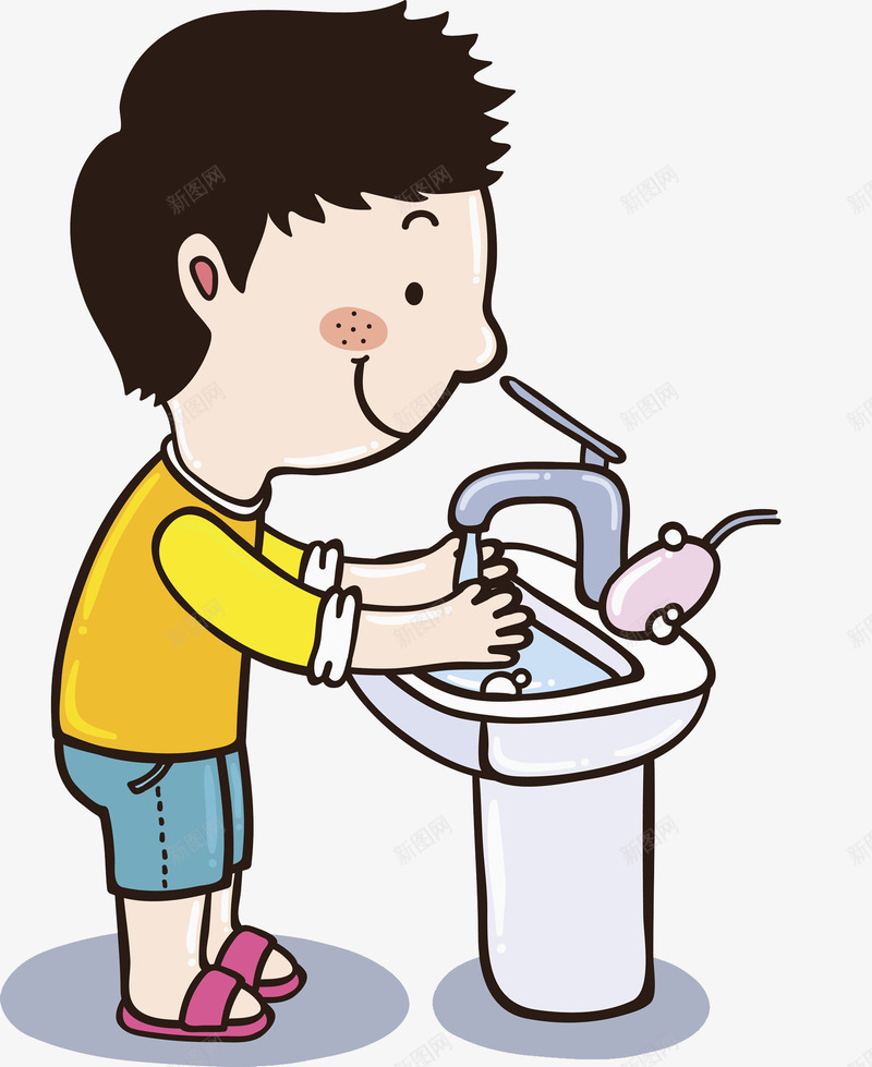 洗手的男人png免抠素材_新图网 https://ixintu.com 帅气的 干净的 手部消毒 插图 水龙头 洗手宣传海报 男人 黄色的