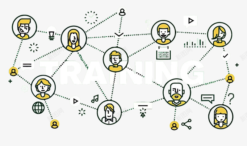 极简科技风人际社交矢量图eps免抠素材_新图网 https://ixintu.com 卡通 扁平化 手绘 数字化 极简风格 社交 科技 线条 网络 矢量图