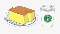 卡通咖啡跟奶酪蛋糕素材