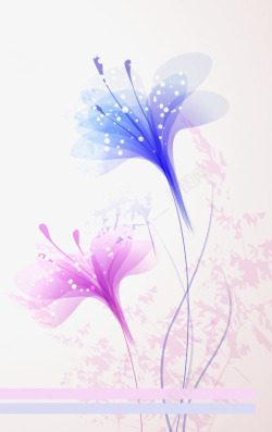 梦幻蓝色花朵背景图片透明梦幻花纹高清图片