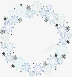 雪横框蓝色冰晶雪花装饰框矢量图高清图片