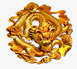 华丽的线性图案华丽精致的金龙图标高清图片