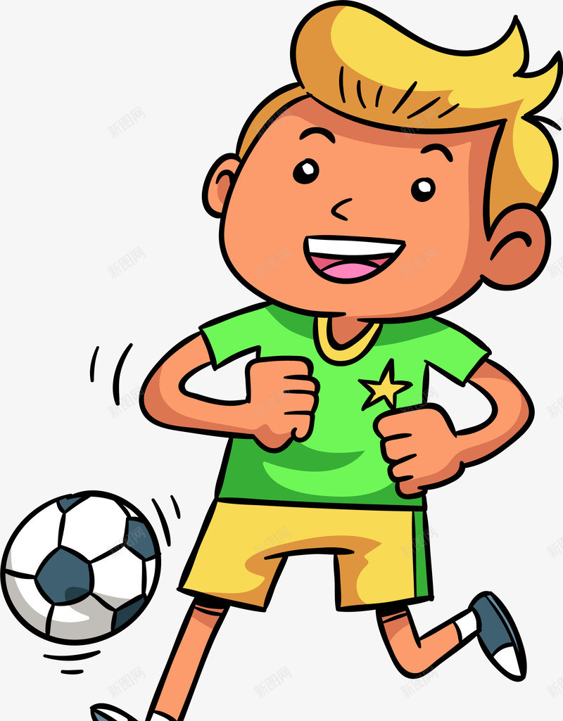儿童节踢球的小男孩png免抠素材_新图网 https://ixintu.com 儿童节 卡通小男孩 开心 白色足球 踢球的小男孩 运动