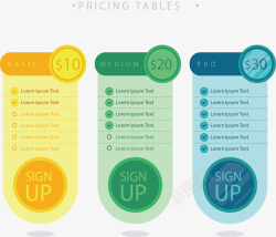 套餐表格圆形彩色价格表格矢量图高清图片