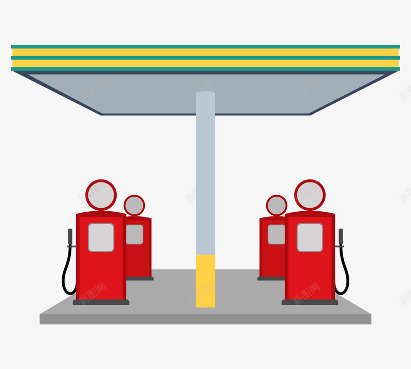 卡通红色的加油站png免抠素材_新图网 https://ixintu.com 创意 动漫动画 卡通手绘 简约 红色的加油站 装饰