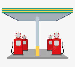 卡通红色的加油站素材