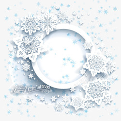 白色雪横条框装饰唯美雪花圆框圣诞节元素矢量图高清图片