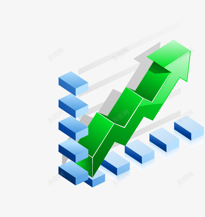 立体数据图png免抠素材_新图网 https://ixintu.com 分析 卡通 数据 箭头 蓝色 走势图 金融