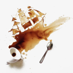 咖啡画作帆船素材
