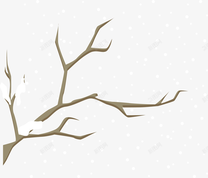 冬天的树枝png免抠素材_新图网 https://ixintu.com 手绘 树枝 白雪