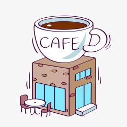 卡通立体咖啡屋图素材
