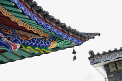 中国传统彩色浮雕屋檐角素材