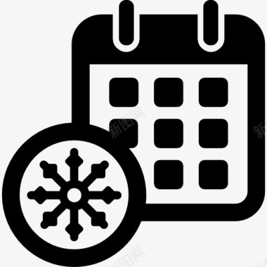 四季变换Snowflake在日历图标图标