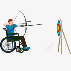 射箭运动员轮椅男士射箭练习插画矢量图高清图片