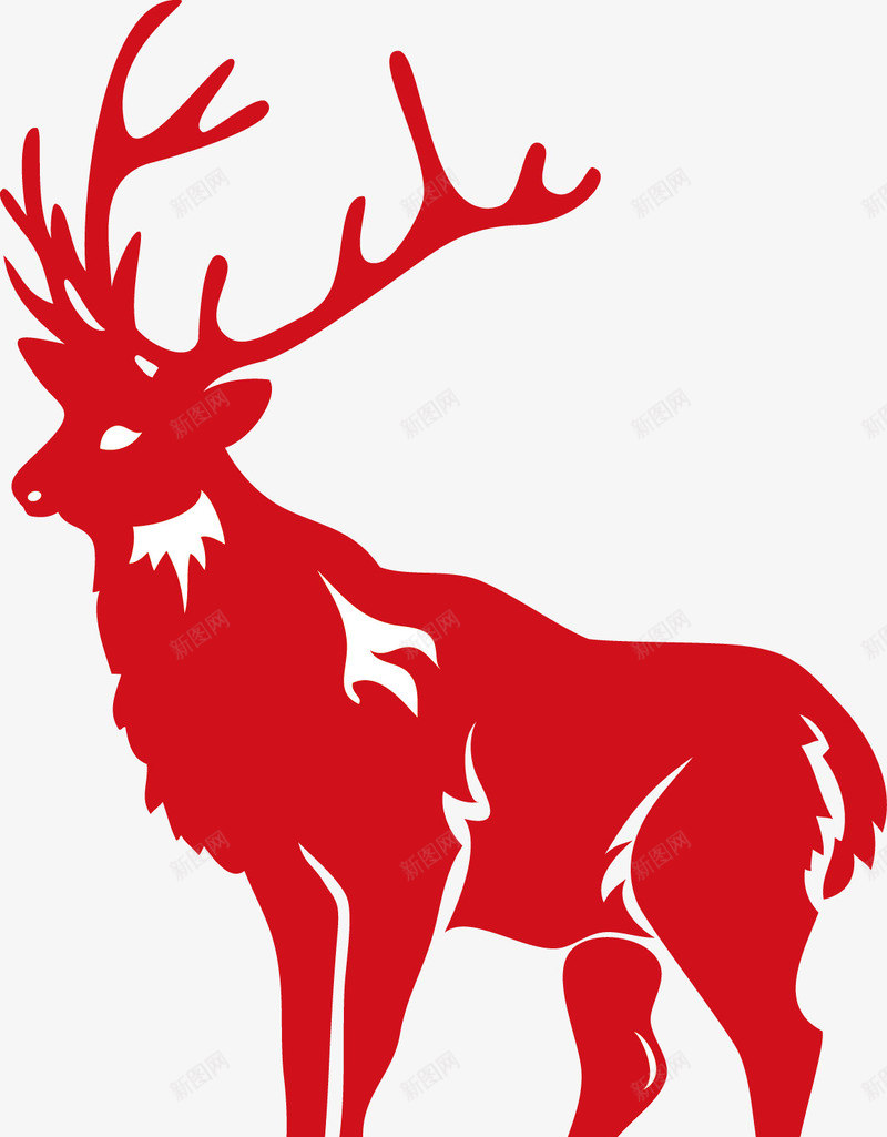 圣诞麋鹿元素矢量图ai免抠素材_新图网 https://ixintu.com 动物 圣诞节 扁平化风格 红色 矢量图