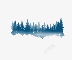 冬季蓝色圣诞树树林素材