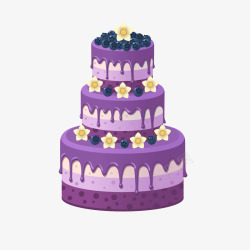 紫色蓝莓多层蛋糕矢量图素材