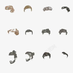 手绘男士头发素材