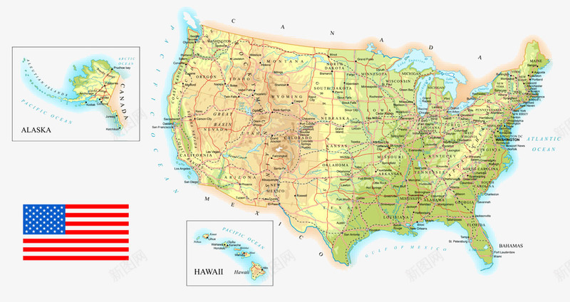 美国地图png免抠素材_新图网 https://ixintu.com ma map 美国 详细
