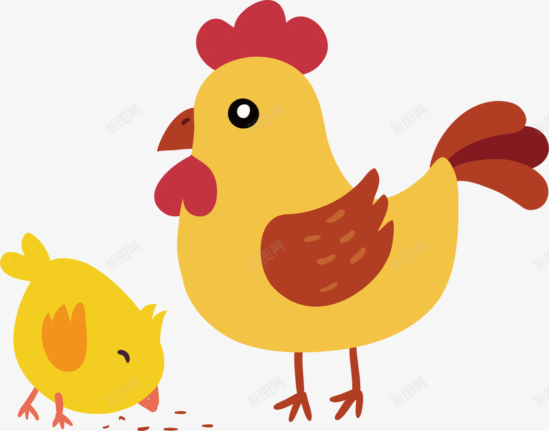 可爱母鸡和小黄鸡png免抠素材_新图网 https://ixintu.com Q版小黄鸡 吃米的小鸡 大母鸡 小鸡妈妈 小黄鸡 开心的母鸡 矢量素材