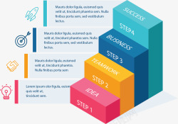 彩色台阶递进关系阶梯图表矢量图高清图片