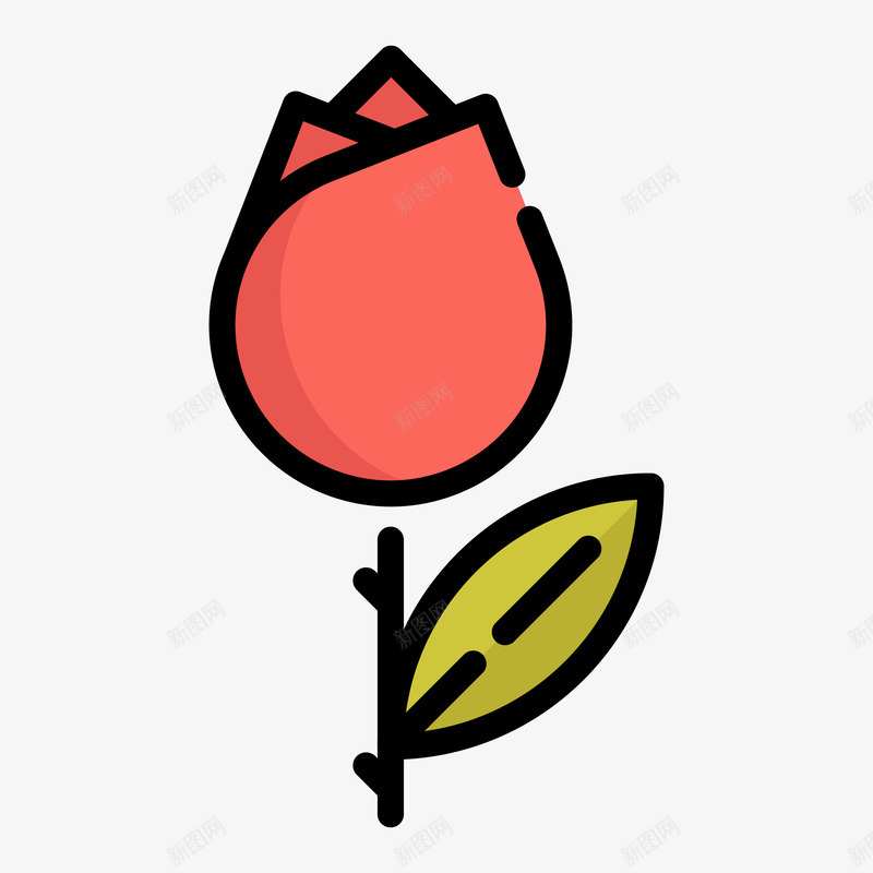 卡通手绘花朵图标png_新图网 https://ixintu.com meb风格 创意 卡通 图标 扁平 手绘 漫画 玫瑰花 童趣 花朵