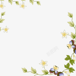 小清新灯条绿色藤蔓花朵边框纹理高清图片