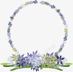 圆形刺绣牡丹装饰紫色花卉边框图案矢量图高清图片