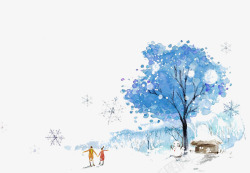 唯美雪花冬天的树高清图片