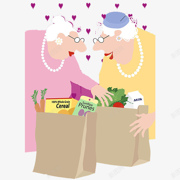两个老太太超市购物png免抠素材_新图网 https://ixintu.com 一对双胞胎姐妹 两个老太太 买东西 买东西的人 开心的老奶奶 老婆婆卡通 超市买菜 超市购物