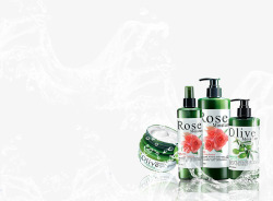护肤日化产品实物玫瑰橄榄油洗护套装高清图片