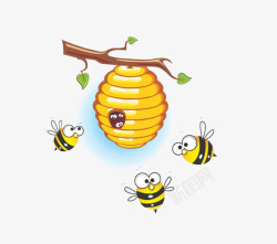 卡通蜜蜂窝飞翔的小蜜蜂高清图片