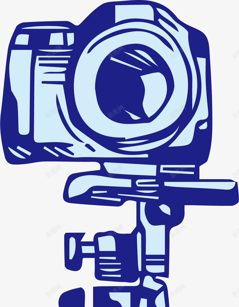 手绘涂鸦摄影机png免抠素材_新图网 https://ixintu.com 三脚架 卡通单反 手绘涂鸦 摄像头 摄像机 摄影机 数码产品 照相机 蓝色 视频录制 视频拍摄