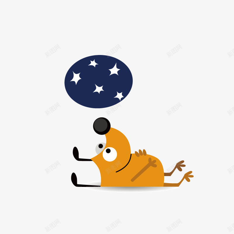 夜晚睡觉的小狗手绘图png免抠素材_新图网 https://ixintu.com 休息 动作 卡通 可爱的 夜晚 小狗 星星 躺着