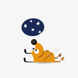 夜晚睡觉的小狗手绘图素材