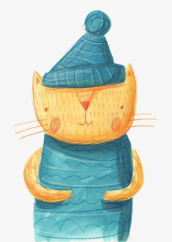 童话绘本戴帽子的猫高清图片