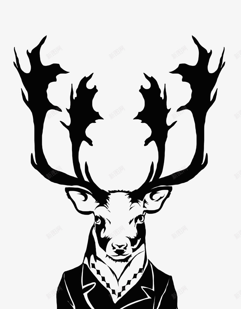 黑色鹿头墙饰png免抠素材_新图网 https://ixintu.com 创意 合成 头像 鹿头像 麋鹿