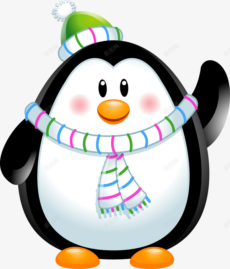 黑色卡通企鹅png免抠素材_新图网 https://ixintu.com 冬天 冬季 动物 围巾 小企鹅图案 小鸟 装饰图案 黑色企鹅